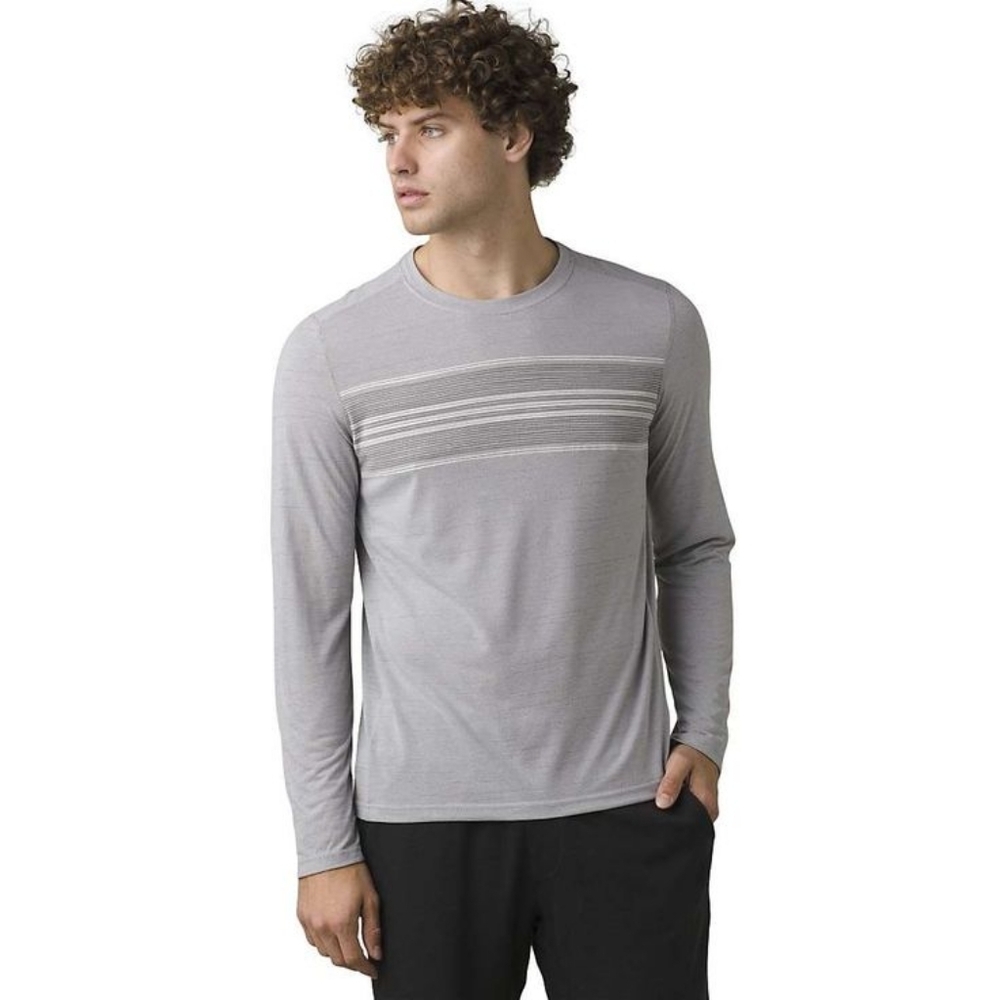 prAna Men's XS Gray Striped Long Sleeve Tee NWT Unisex Lightweight Outdoor Shirt